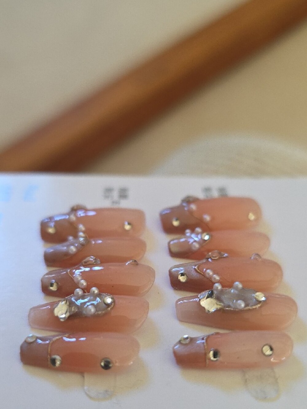 Pink Pearl & Rhinestone Press-On Nails Small - Picture 5 of 9